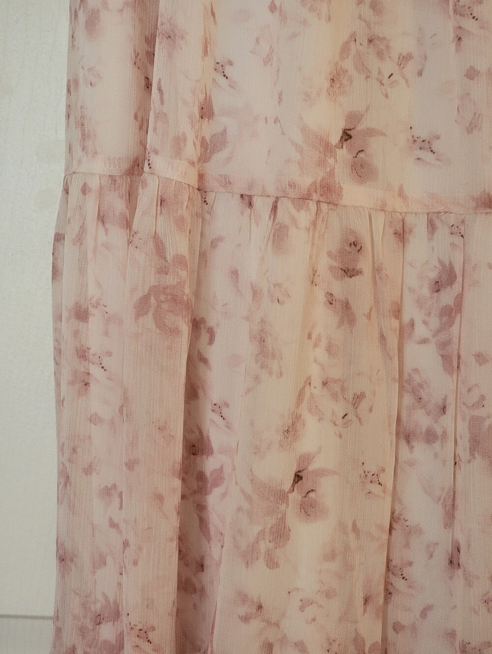 Modest Floral Pink Tiered Maxi Skirt With Elastic Waistband - Picture 2 of 7
